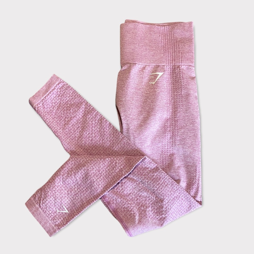 GYMSHARK Women's Vital Seamless Crop Legging Dusky Pink Marl Compression Small